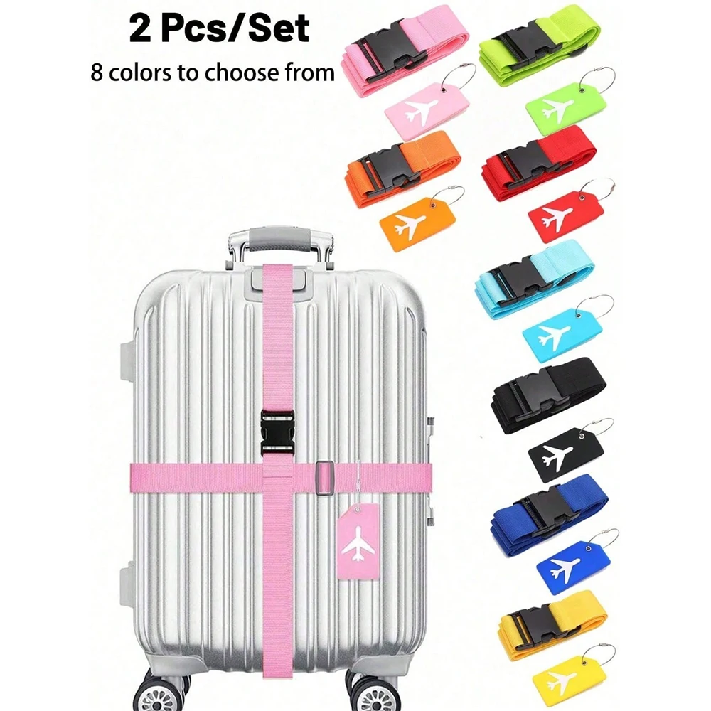 Travel Accessories International - Gepäckgurtset mit Gepäckanhänger. Mehrere Farben von