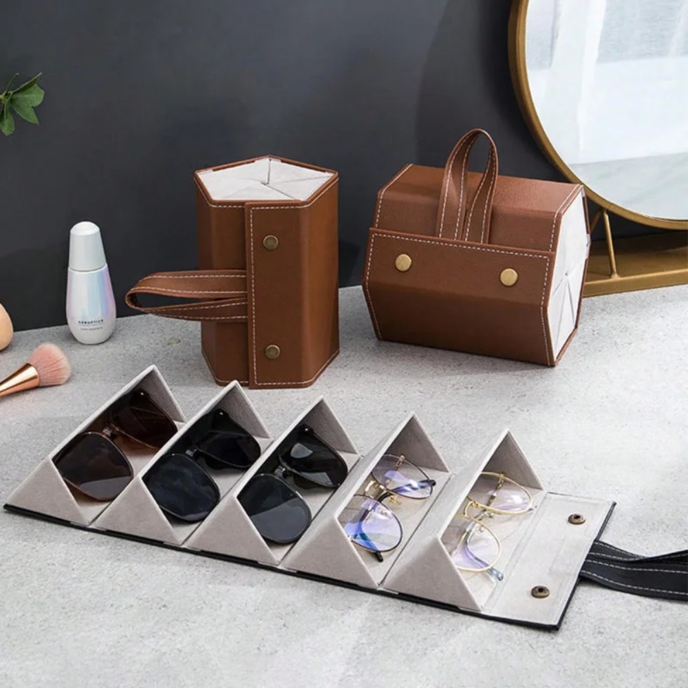 Travel Accessories Display - Multifunktionaler Tragbarer Brillenorganizer mit 2/3/4/5/6 Fächern,
